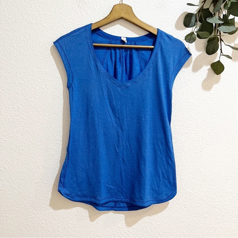 LLululemon- Running Track Tee in Heathered Baroque Blue- 2